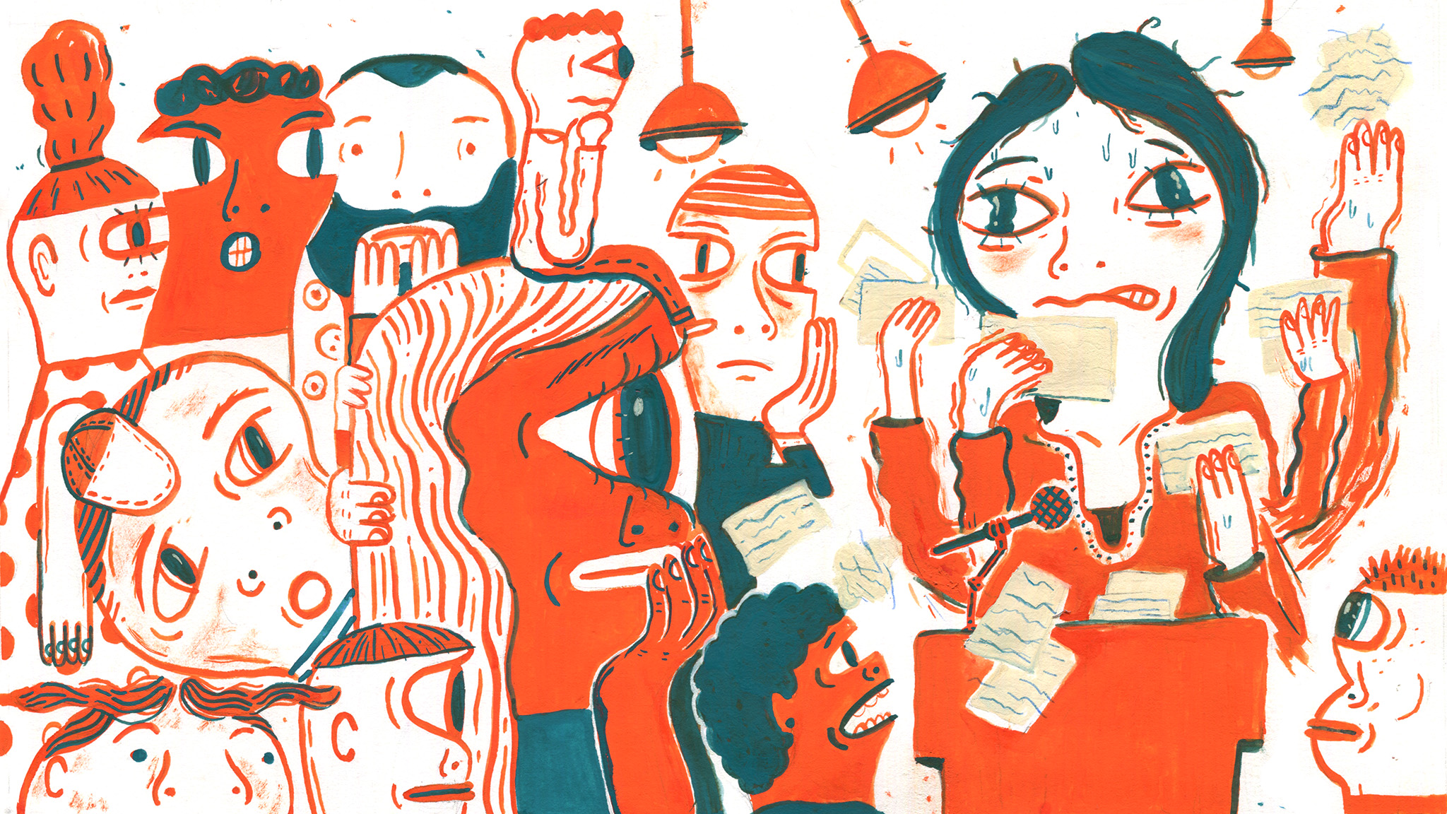 illustration of people looking afraid and unsure