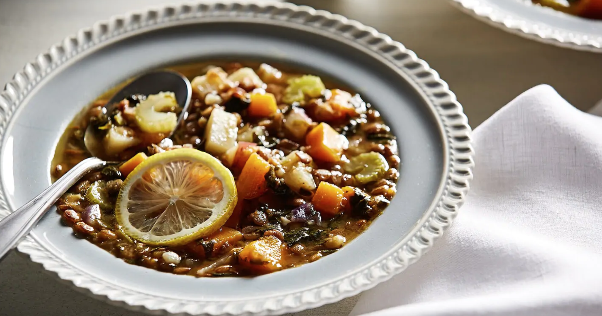 a bowl of lentil soup