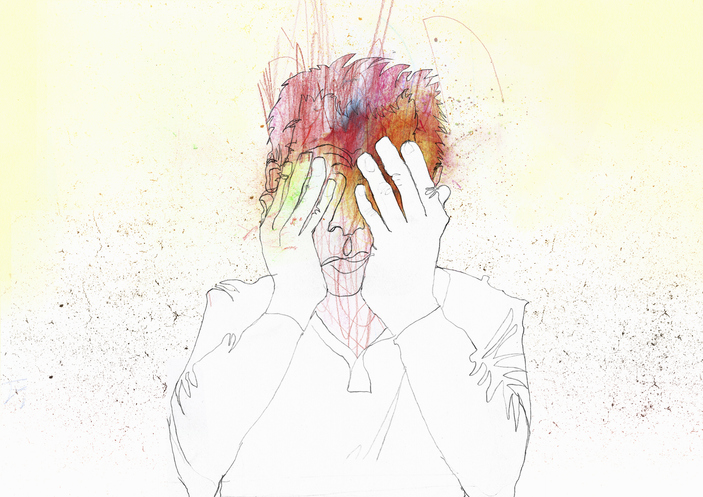 illustration of a person seemingly overwhelmed by emotion