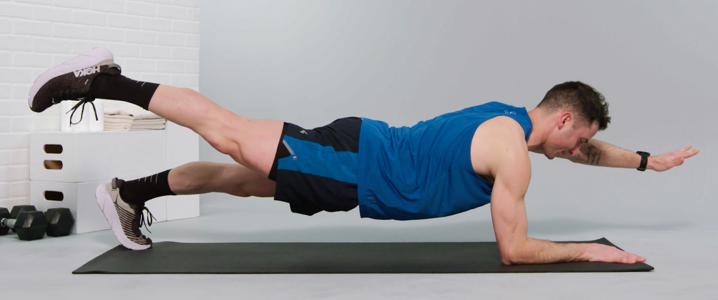 man doing plank exercises