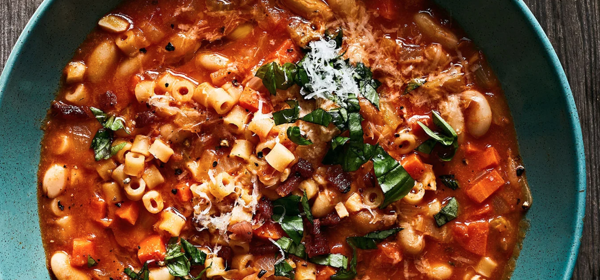 bowl of pasta with beans and sauce