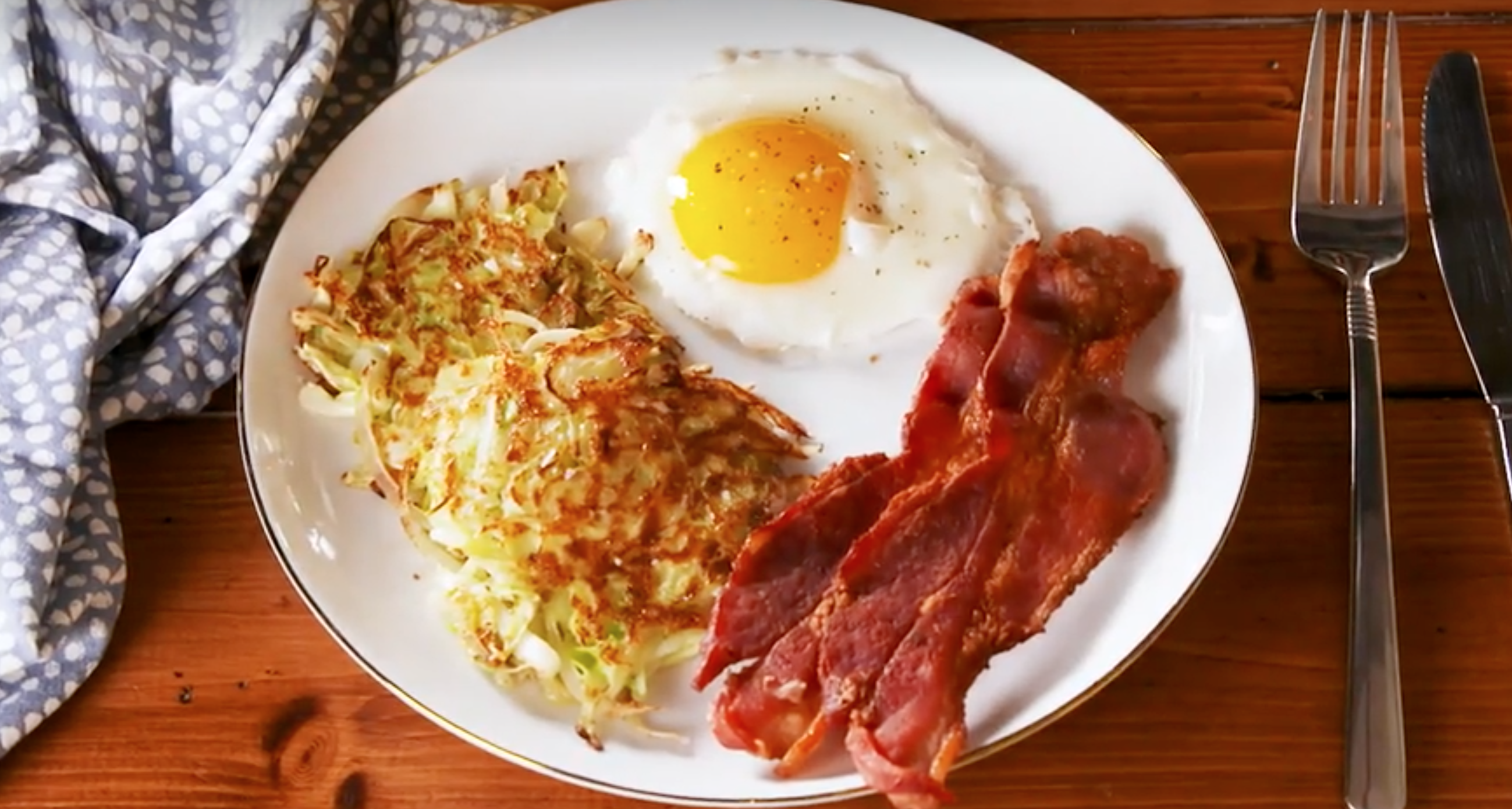 breakfast plate with something that looks like hashbrowns