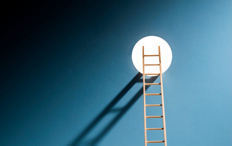 a ladder against an empty hole in the wall