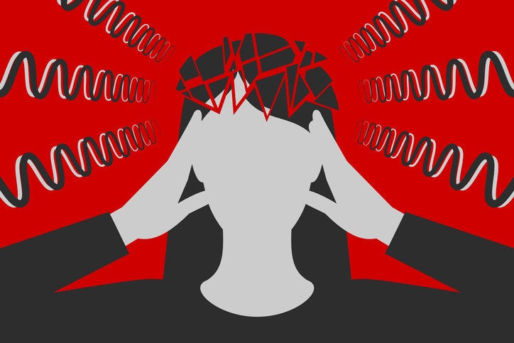 illustration of person holding head in hands, apparently overwhelmed by something