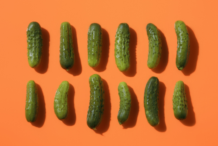 two rows of 6 pickles each