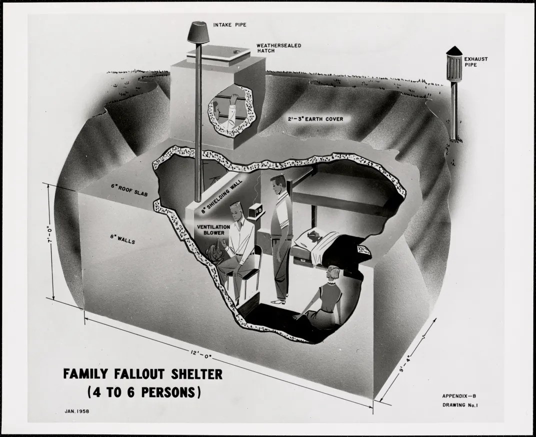 1950s diagram of a fallout shelter